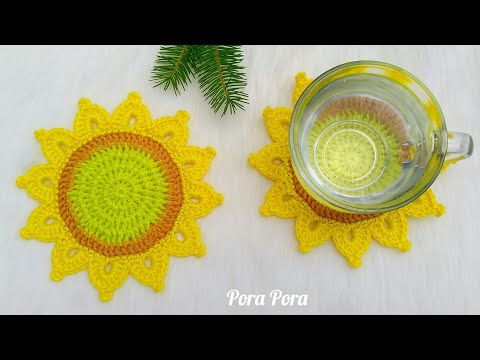 Easy Crochet Sunflower Coaster Tutorial