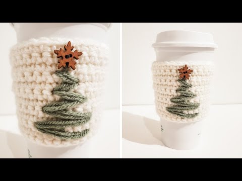 Crochet Christmas Tree Cozy (Beginner Crochet Mug Cozy)