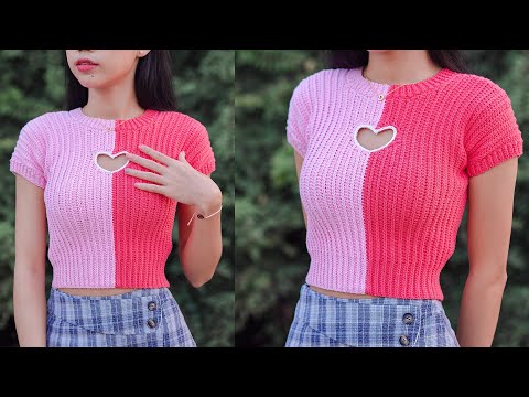 Crochet Heart Cut Out Top Tutorial | Crochet Heart Top | Chenda DIY