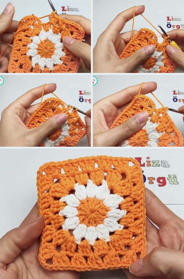 Daisy Granny Square Crochet Tutorial 