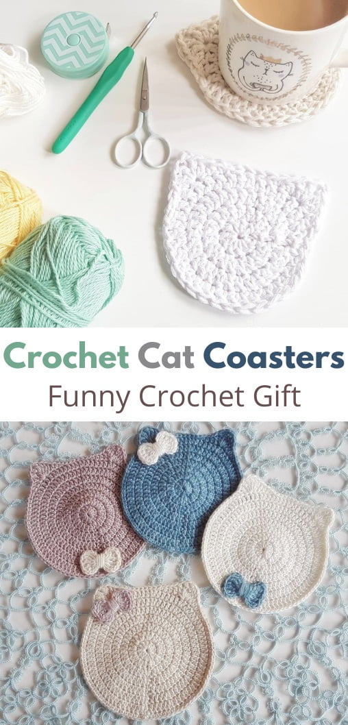 Funny Crochet Gift - Cat Coasters 