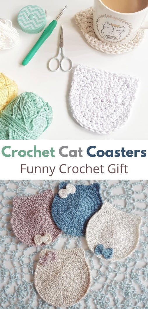 Funny Crochet Gift - Cat Coasters