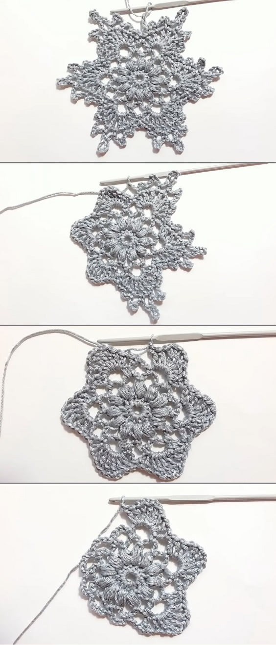 How To Crochet Snowflake Ornament Motif