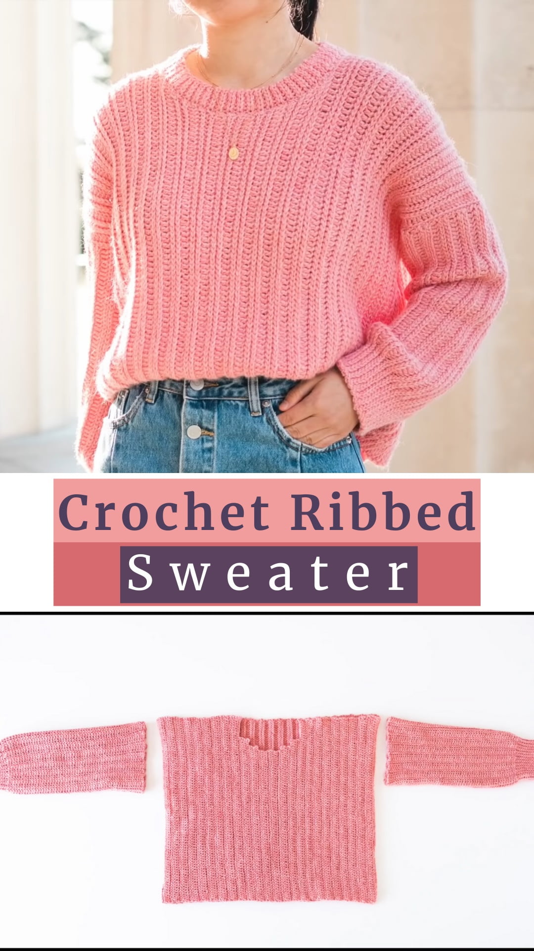 Pink Sweater Crocheting For Free Crocheted World