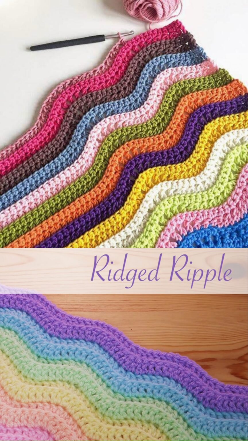 Simple Crochet Ridged Ripple Blanket / Scarf Crocheted World