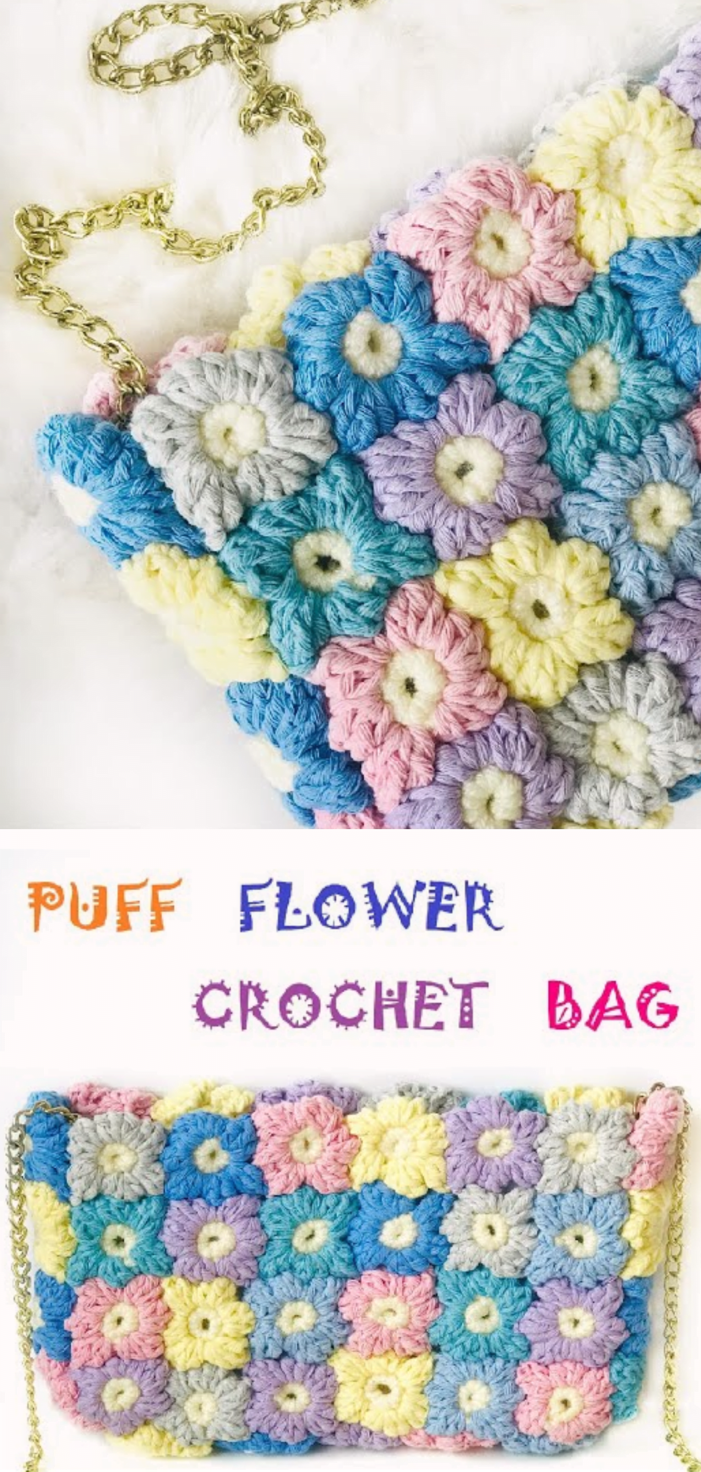 Puff Flower Crochet Bag Free Pattern
