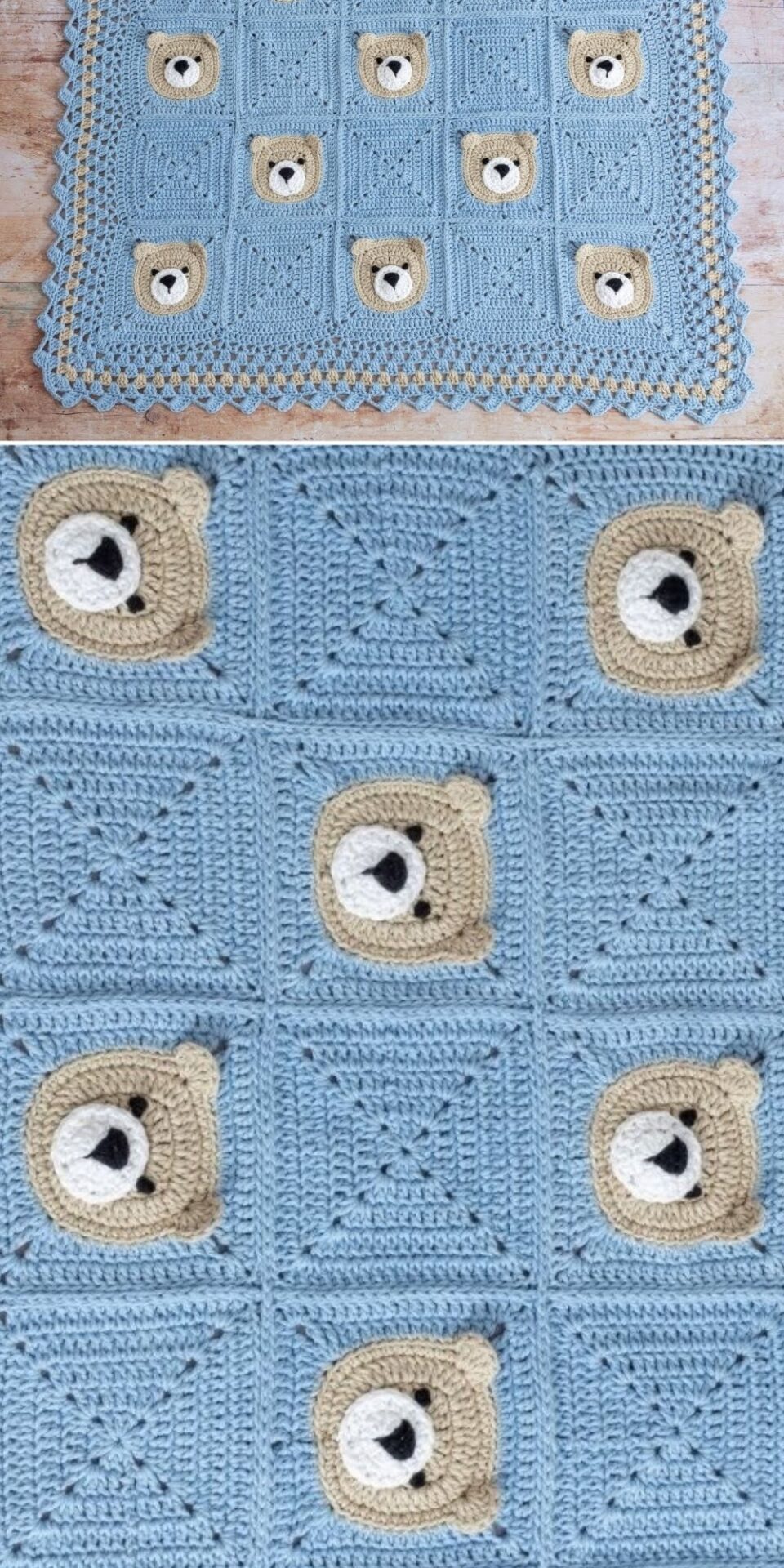 Cute Bear Crochet Baby Blanket