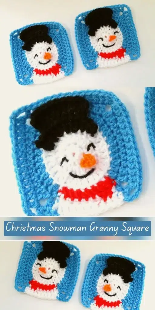 Learn how to crochet easy Crochet Christmas Snowman Granny Square with the free crochet pattern shown below.