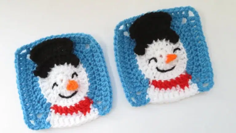 Crochet Christmas Snowman Granny Square is free pattern and can be done by beginners. You will use simple crochet techniques in this project.
