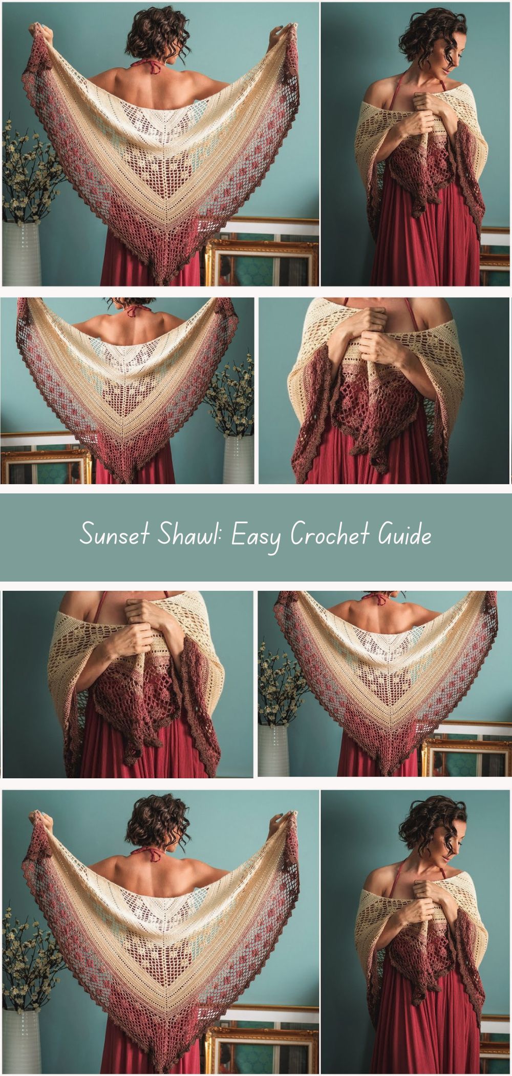 Simple Sunset Shawl Crochet Tutorial - Learn to crochet a beautiful shawl inspired by the colors of the sunset