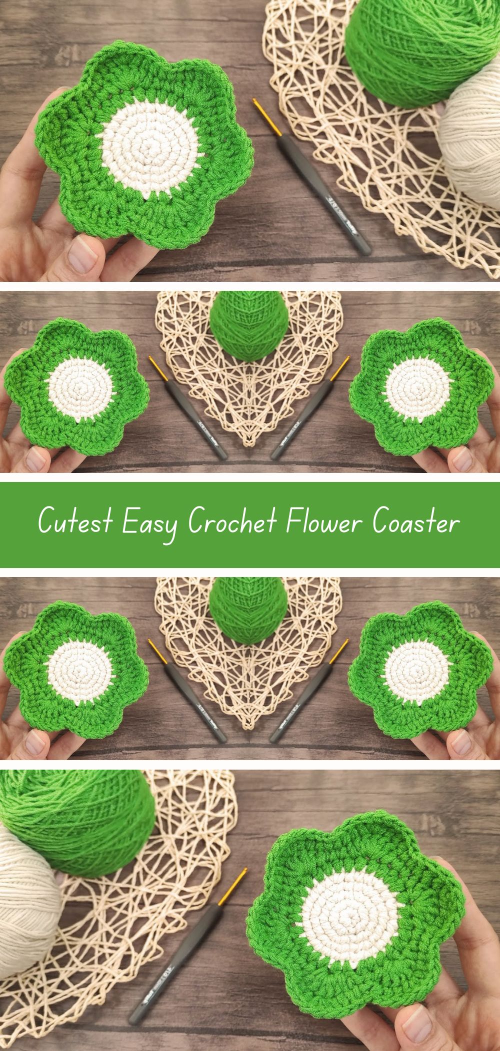 Cutest Easy Crochet Flower Coaster Free Pattern - Brighten up your table with adorable flower-shaped coasters using this free crochet pattern