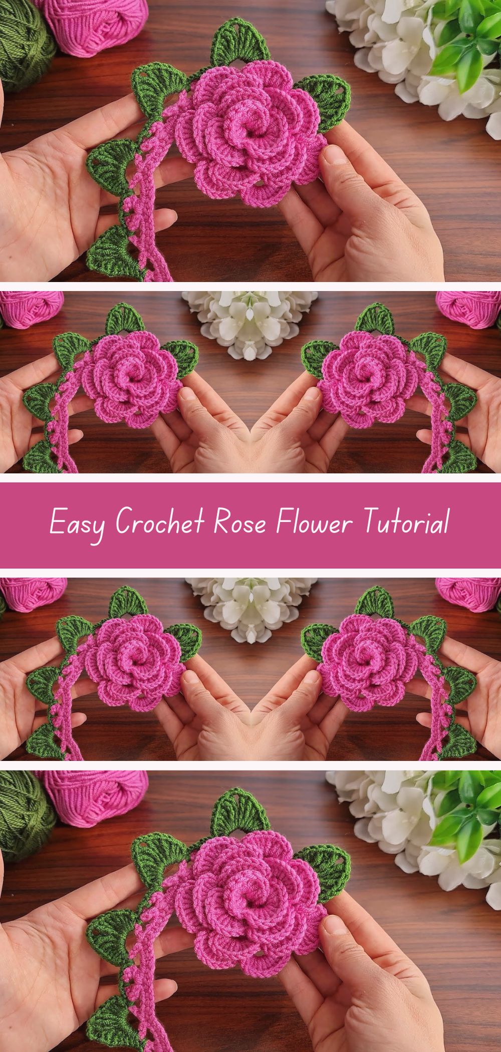 Easy Crochet Rose Flower Tutorial - Learn to crochet beautiful roses with this step-by-step tutorial