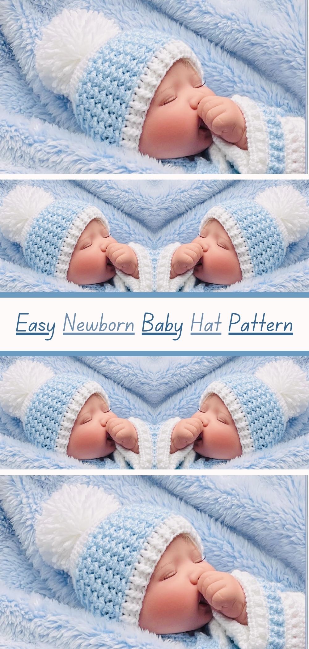 Simple DIY crochet pattern for easy newborn baby hat. Perfect for beginners. Keep your little one snug and cozy!