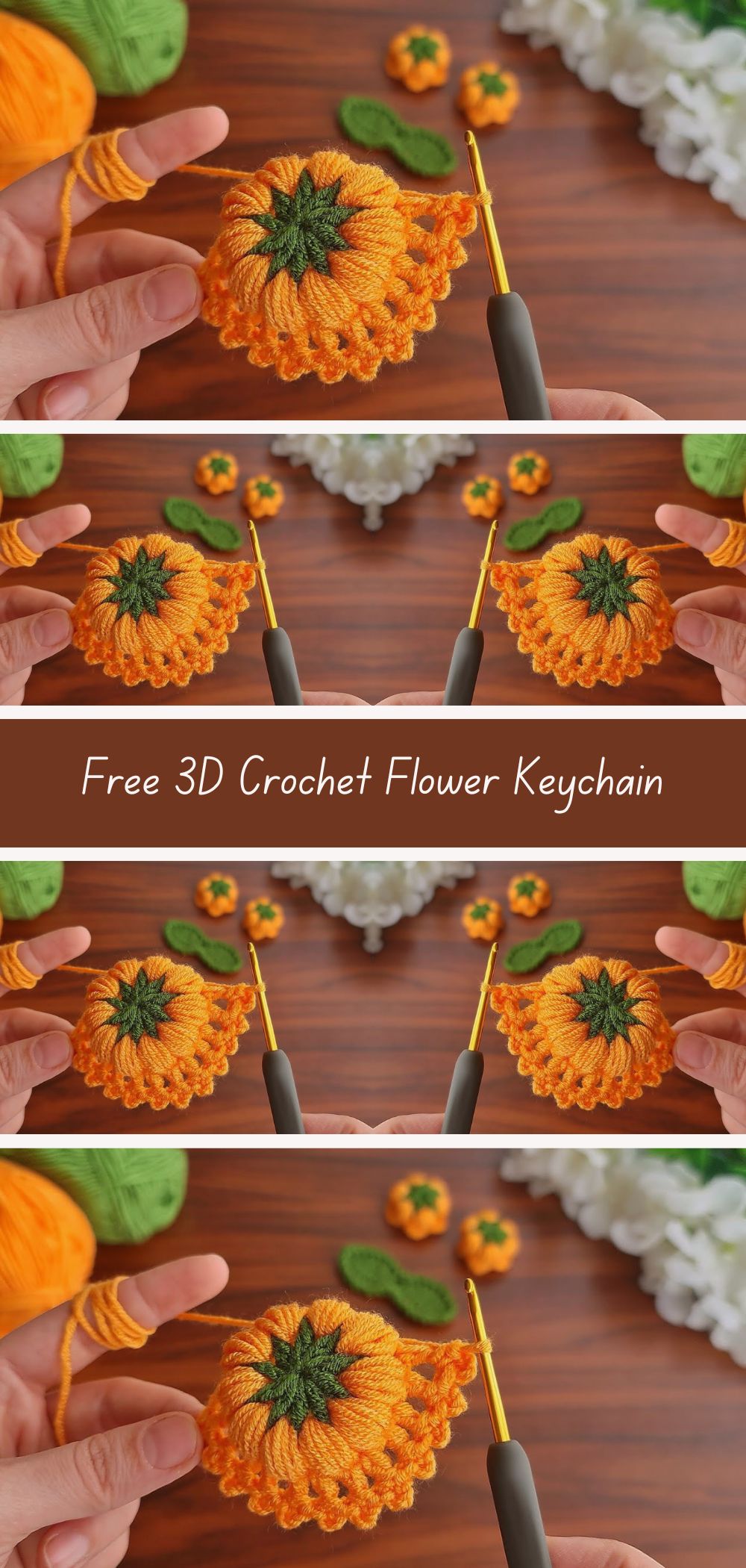 Free 3D Crochet Flower Keychain Pattern - Craft a charming 3D crochet flower keychain with this free pattern