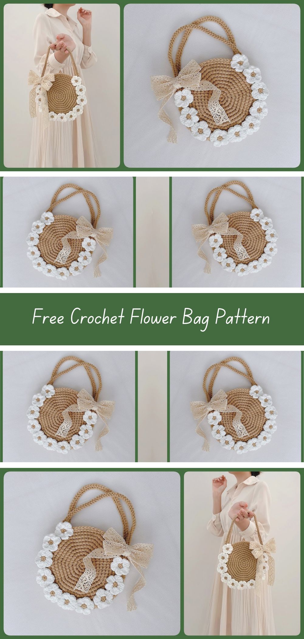 Free Crochet Flower Bag Pattern - Create a stylish and colorful bag adorned with beautiful crochet flowers with this free crochet pattern