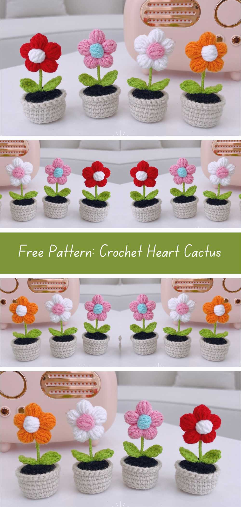 Free Pattern: Crochet Mini Flower Pots - Create charming crochet mini pots with this free pattern