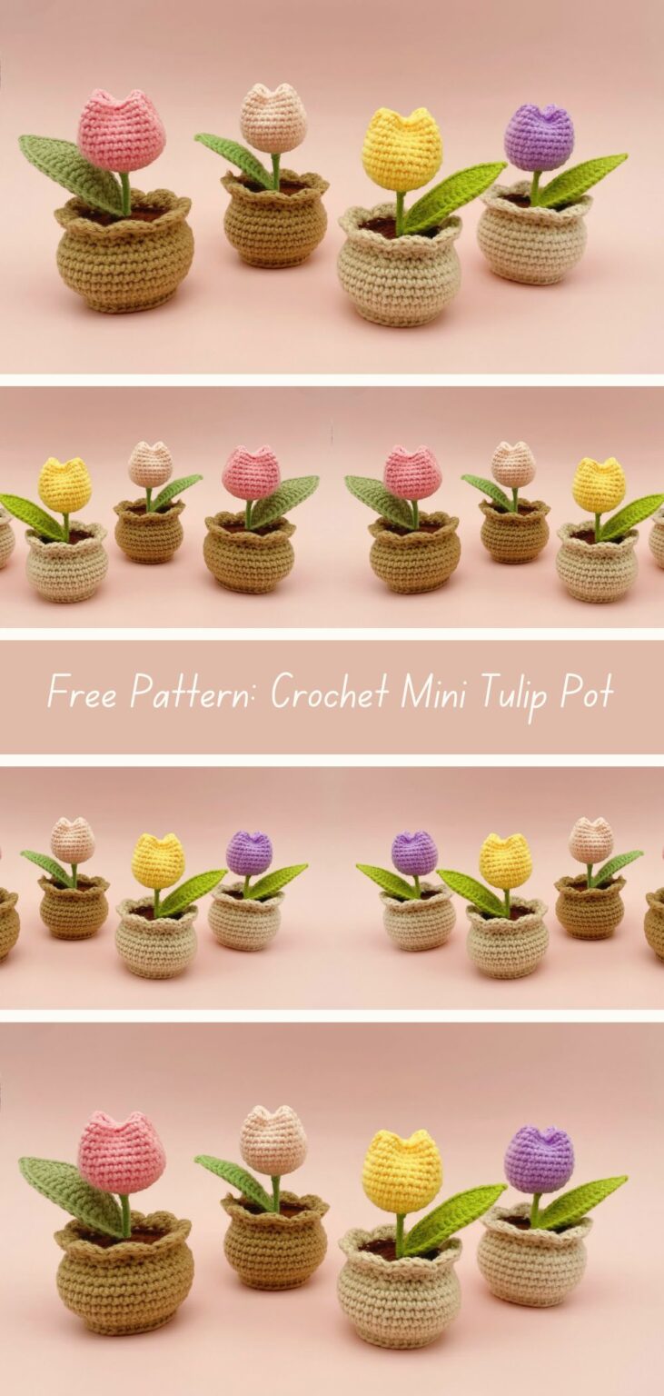 Free Pattern: Crochet Mini Tulip Pot - Crocheted World