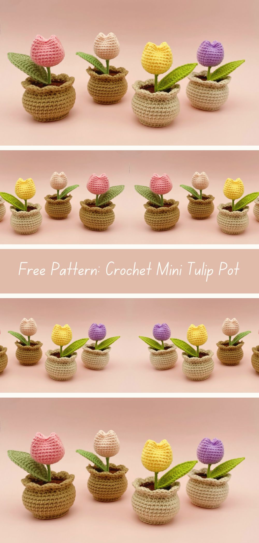 Free Pattern: Crochet Mini Tulip Pot - Create a charming crochet mini tulip pot with this free pattern