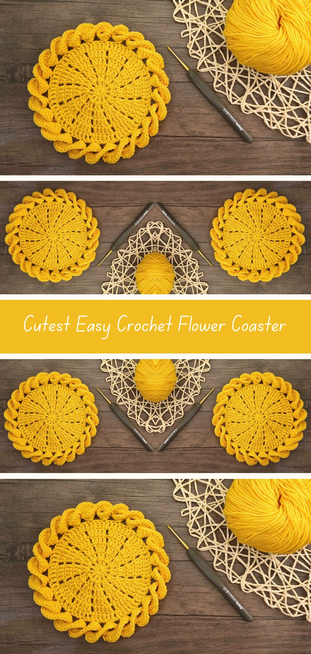 Cutest Easy Crochet Flower Coaster Pattern - Create adorable flower-shaped coasters with this easy-to-follow crochet pattern