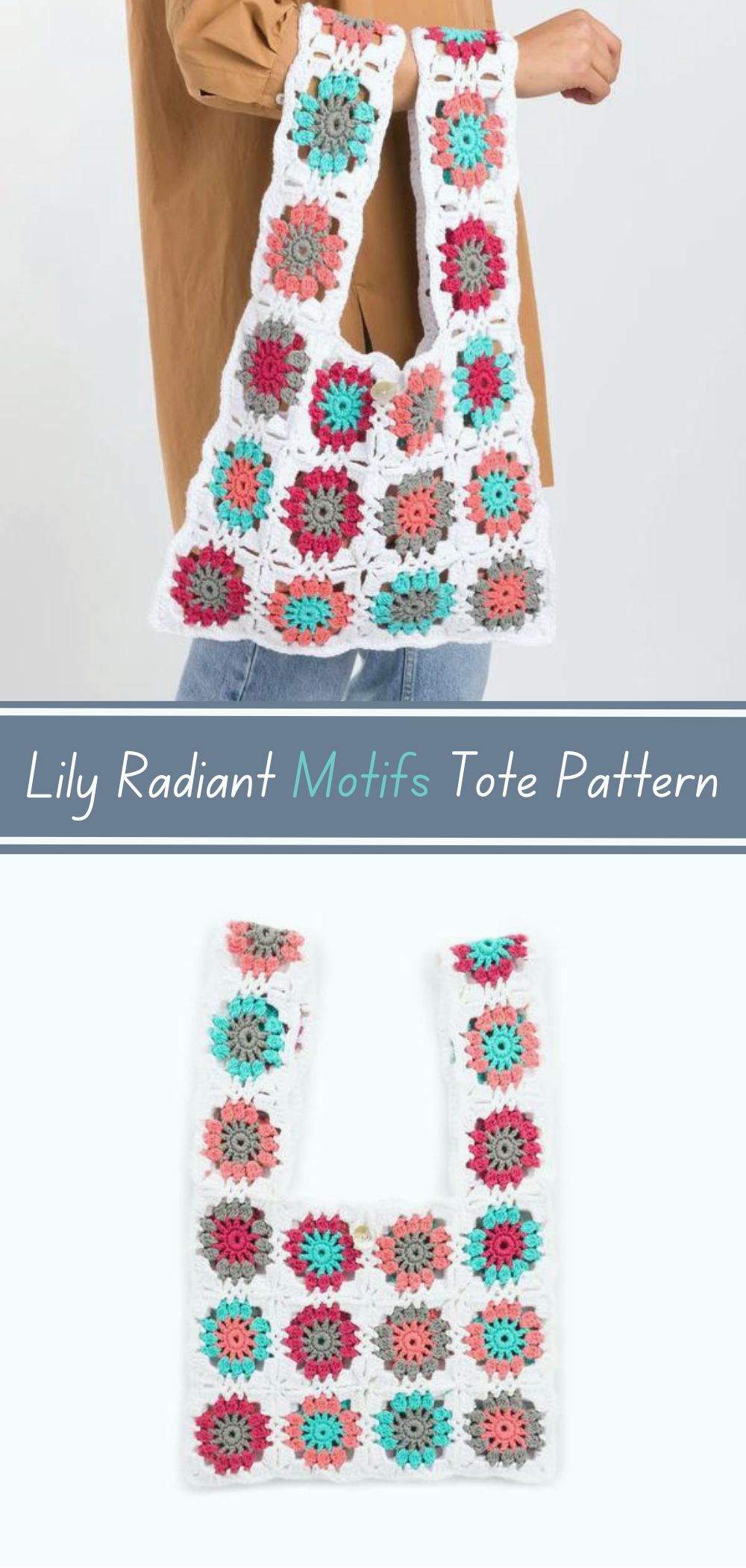 Lily Radiant Motifs Tote Crochet Pattern - Create a stylish tote bag adorned with radiant lily motifs with this crochet pattern