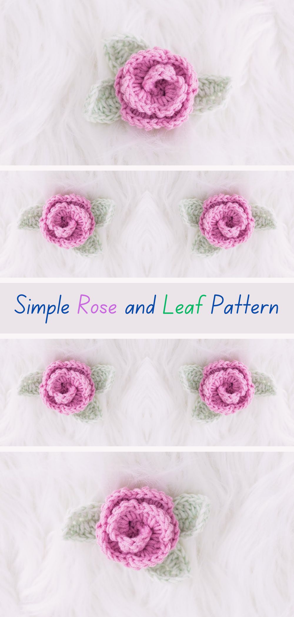 Simple Rose and Leaf Crochet Pattern - Create beautiful roses and leaves with this easy-to-follow crochet pattern
