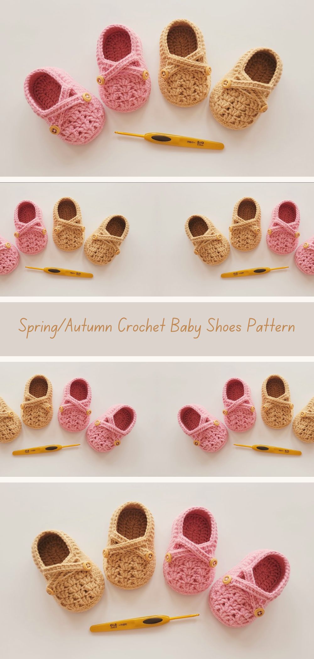 Spring/Autumn Crochet Baby Shoes Pattern - Create cozy and stylish footwear for your baby with this versatile crochet pattern