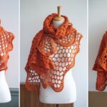 A cozy fall shawl with earthy tones, perfect for the autumn season. Free crochet pattern for the Apple Cider Shawl.