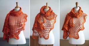 A cozy fall shawl with earthy tones, perfect for the autumn season. Free crochet pattern for the Apple Cider Shawl.