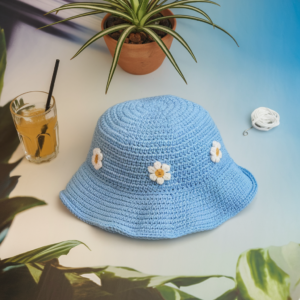 DIY Crochet Daisy Bucket Hat with a step-by-step tutorial – perfect for beginners and summer fashion.