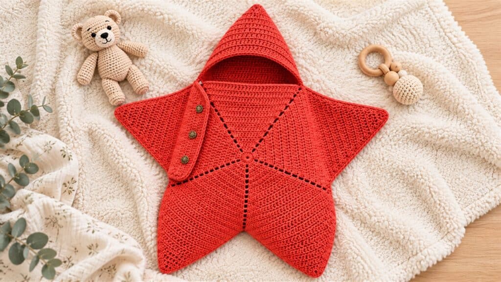 Crochet Star Baby Swaddle: Cozy Hooded Wrap Video Tutorial